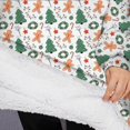 thumbnail image 3 of Oversized Wearable Blanket Hoodie,White Christmas Gingerbread and Tree Pattern Sherpa Blanket Hoodie with Super Pockets,Super Warm Fuzzy Pullover for Women & Men, 3 of 6