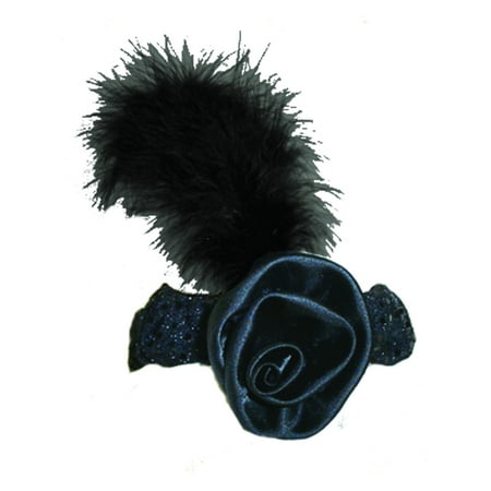 Women's Black Sequin Flapper Headband with Feather Costume