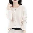 thumbnail image 3 of Women's Button Cardigan Sweaters Long Sleeve Soft Knit Tops Casual Round Neck Solid Lightweight Cozy Sweater, 3 of 5