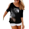 thumbnail image 1 of Tee-shirts Col Rond en Coton Imprimé Femmes Tee-Shirt Femme Haut, 1 of 4
