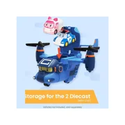 Robocar Poli Carey Carrier Transport Helicopter Toy Holds 2 Die-Cast Rescue Vehicles Xmas Gift for Kids Boys Girls