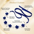 thumbnail image 4 of MIALLO Royal Blue Flower Hair Vine, Silver Wire Crystal Pearl Bridal Headpiece, Statement Wedding Prom Hair Accessory with Ribbon, 4 of 7
