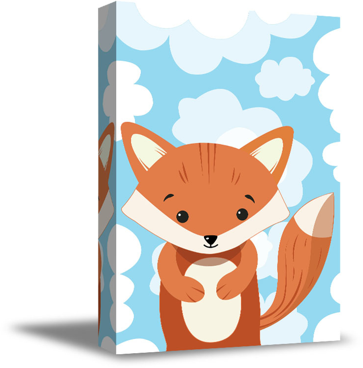 Awkward Styles Fox in Clouds Canvas Art Little Fox Canvas Decor Baby Girl Room Decoration Baby Boy Play Room Wall Art Ready to Hang Artwork for Kids Fox Canvas Illustration Fox Nursery Baby Room - image 1 of 7