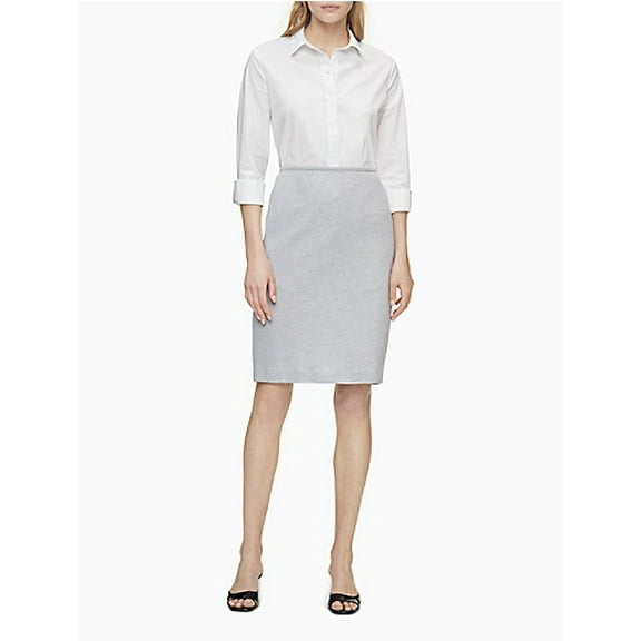Calvin Klein Textured Pencil Skirt, Gray, Size 14