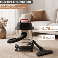 thumbnail image 5 of TOPTENG 4.75 Gal Wet Dry Shop Vacuum, 1800W 6HP Stainless Steel Vacuum Cleaner with Filter & Attachments for Home Garage Workshop Car, 5 of 15