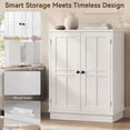 thumbnail image 3 of NEGYLIM Modern 5-Tier Shoe Cabinet with 2 Barn Doors and Removable Shelf, Closed Wooden Storage Organizer for Entryway and Hallway, White, 3 of 16