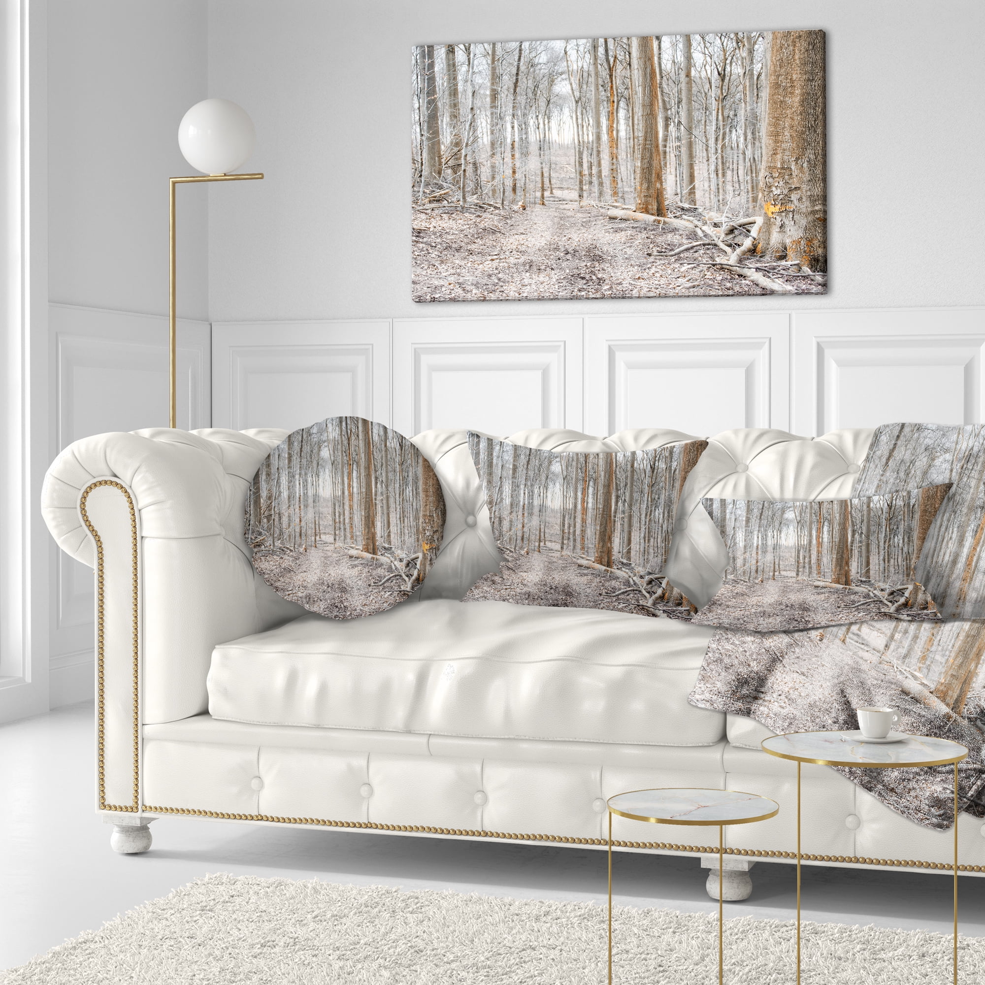 Designart Dense Forest in the Winter Photography - Modern Forest Throw Pillow - 12x20