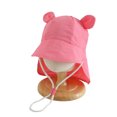 thumbnail image 3 of Xijirk Kids Bear Ear Bucket Hat Solid Beige Color Cute Animal Design Wide Brim with Adjustable Chin Strap Breathable Cap for Outdoor Beach,Pink,1-4 Years, 3 of 3