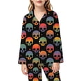 thumbnail image 5 of Gunia Little Girls Halloween Pajamas 2 Piece Notch Collar Button Up Long Sleeve Tops With Pants Casual Home Outfit Pjs Loungewear Black 5-6 Years, 5 of 5