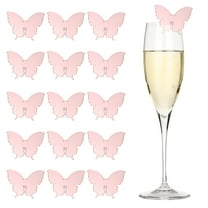 20 Pcs Butterfly Drink Tags, Acrylic Wine Glass Charms Reusable Drink Markers, Mirror Pink