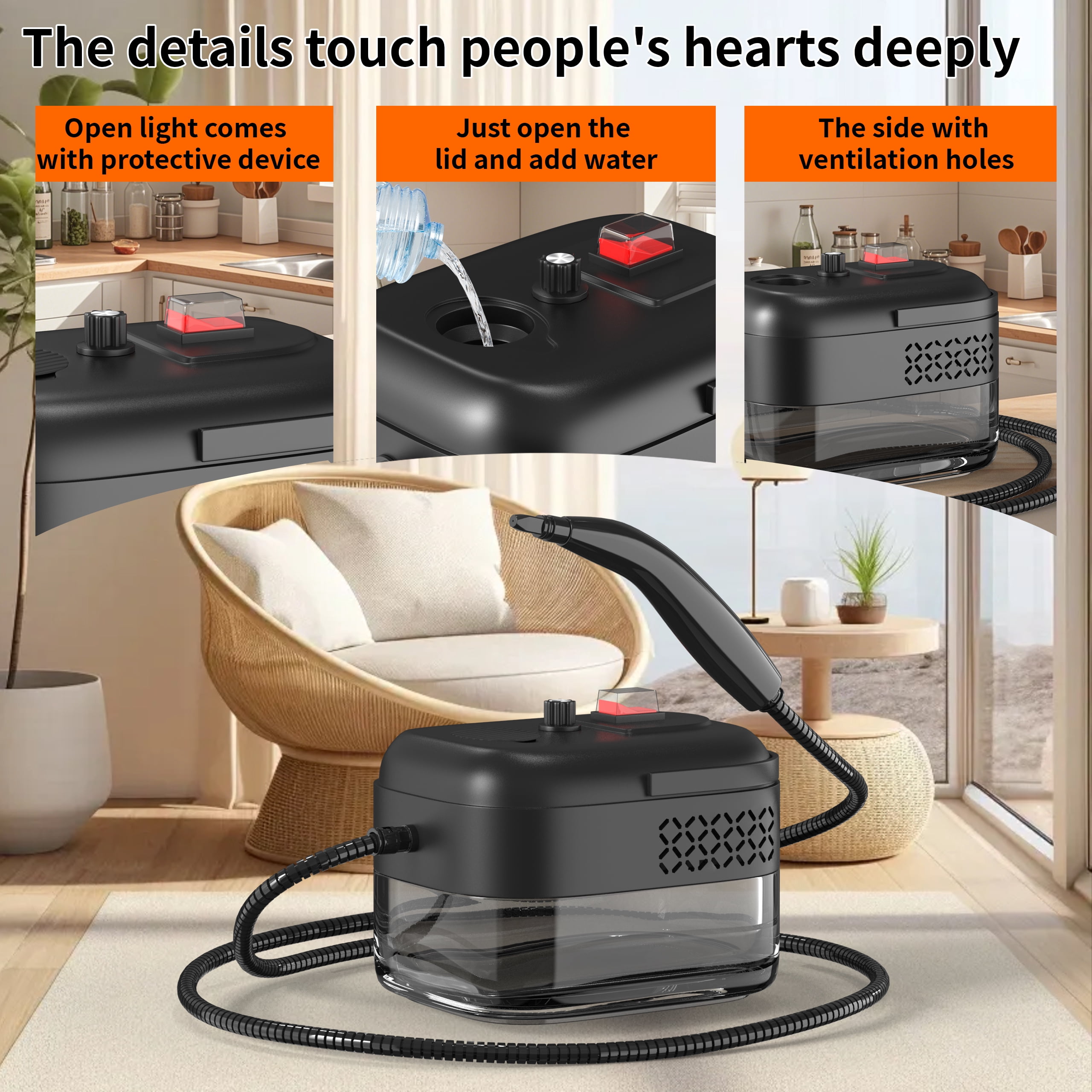 GAKOZ Steam Cleaner High Pressure Handheld Steamer for Cleaning Portable Steam Cleaner for Home Use High-Temperature Steamer Cleaner for Car Detailing, Kitchen, Bathroom, Grout and Tile