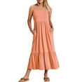 thumbnail image 5 of QUYUON Womens Spaghetti Strap Midi Dress with Pockets Summer Sleeveless Square Neck Tank Dresses Pleated A-Line Ruffle Hem Flowy Loose Casual Beach Dresses Tshirt Mid-Length Dress Orange-A S, 5 of 5