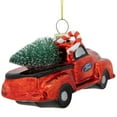 thumbnail image 5 of Northlight Vintage Ford Truck with Frosted Tree Glass Christmas Ornament - 4" - Red and Black, 5 of 5