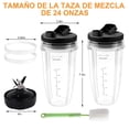 thumbnail image 2 of CAVIGLTE Juego de 2 vasos licuadora para ninja de 24OZ y 1 juego de 7 Aletas Cuchilla Extractora de Repuesto para Ninja, Compatibles con Las Licuadoras Nutri Ninja Auto iQ Bl2012 Bl480 y M&aacute;, 2 of 7