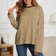 thumbnail image 2 of xfsWaSs T Shirts for Women Oversized Striped Long Sleeve T Shirt Fashion Crewneck Tee Tops Loose Casual Tops Fall Clothes, 2 of 4