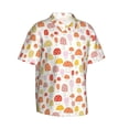 thumbnail image 3 of Xecao Cute Cartoon Mushrooms print Hawaiian shirt - a stylish short-sleeve button-down for men, perfect for casual beach and tropical outings., 3 of 9