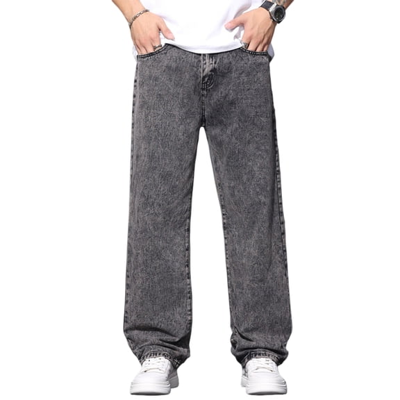 Mrmall Men’s Baggy Wide Leg Jeans Vintage 90s Hip Hop Loose Fit Trousers Streetwear Denim Jeans