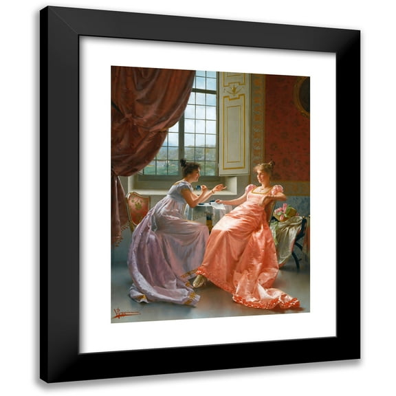 Vittorio Reggianini 12x14 Black Modern Framed Museum Art Print Titled - An Amusing Letter