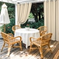 thumbnail image 2 of 1 Panel Outdoor Curtains for Patio Waterproof 54"x95" Brown Stripe Weatherproof Privacy Outsides Curtains, Modern Farmhouse Texture Geometric Grommet Thermal Drapes for Cabana Porch Pergola, 2 of 8