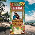 thumbnail image 4 of Luau Photo Door Banner Hawaiian Aloha Party Decoration Large Fabric Tiki Bar Photo Booth Backdrop Hawaiian Party Banner Tropical Beach Photo Prop for Birthday Luau Beach Party 35.43x70.87 Inch, 4 of 7