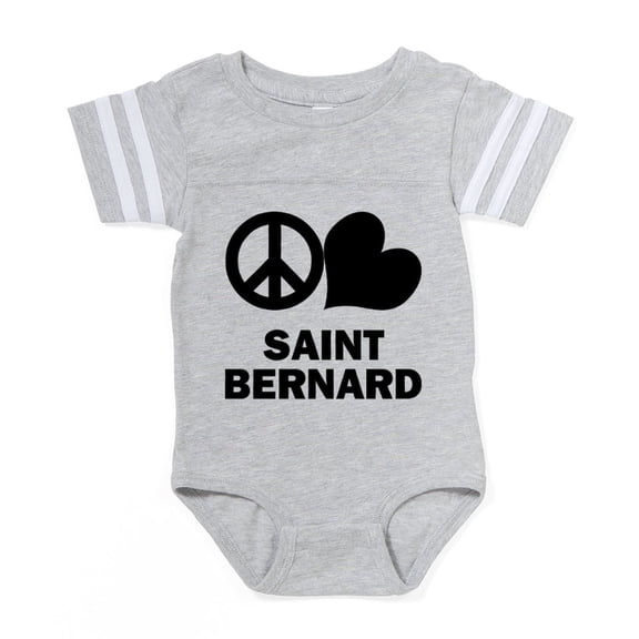 CafePress - FIN Peace Love St Bernard - Cute Infant Baby Football Bodysuit