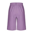 thumbnail image 5 of ZACPNCV Boys School Uniform Shorts Elastic Waist Knee Length Straight Shorts with Pockets Solid Color Short Pants Purple 3-4 Years, 5 of 8