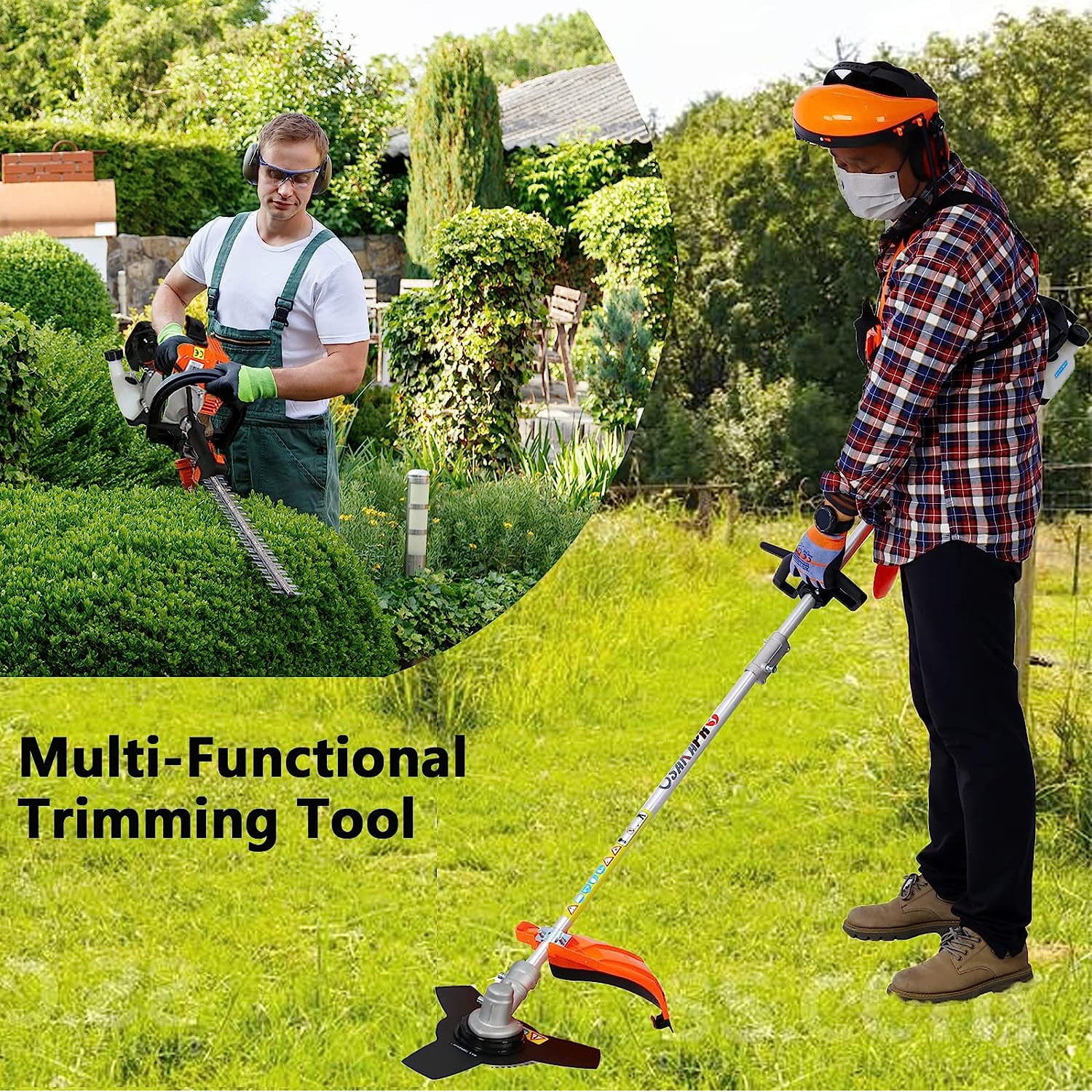 52CC 2-Cycle Gas Powered Weed Eater, iRerts Backpack 4 in 1 Multi-Functional String Trimmer with Gas Pole Saw, Hedge Trimmer, Grass Trimmer, Brush Cutter, Lawn Trimmer for Grass Garden Yard