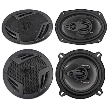 2) Rockville RV69.4A 6x9" 1000w 4-Way Car Speakers 2) 5.25" 600w 3-Way Speakers