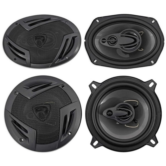 2) Rockville RV69.4A 6x9" 1000w 4-Way Car Speakers 2) 5.25" 600w 3-Way Speakers