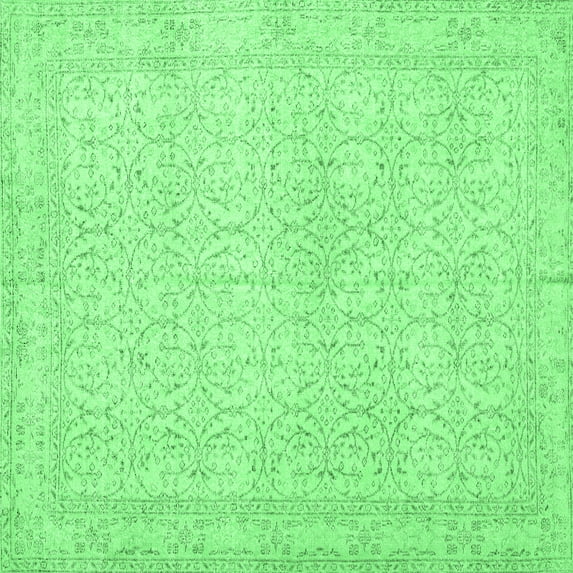 Ahgly Company Indoor Square Persian Emerald Green Traditional Area Rugs, 5' Square