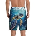 thumbnail image 3 of Bixox Men's Watercolor Turtle4 printed lightweight casual shorts, soft sleep shorts with pockets., 3 of 7