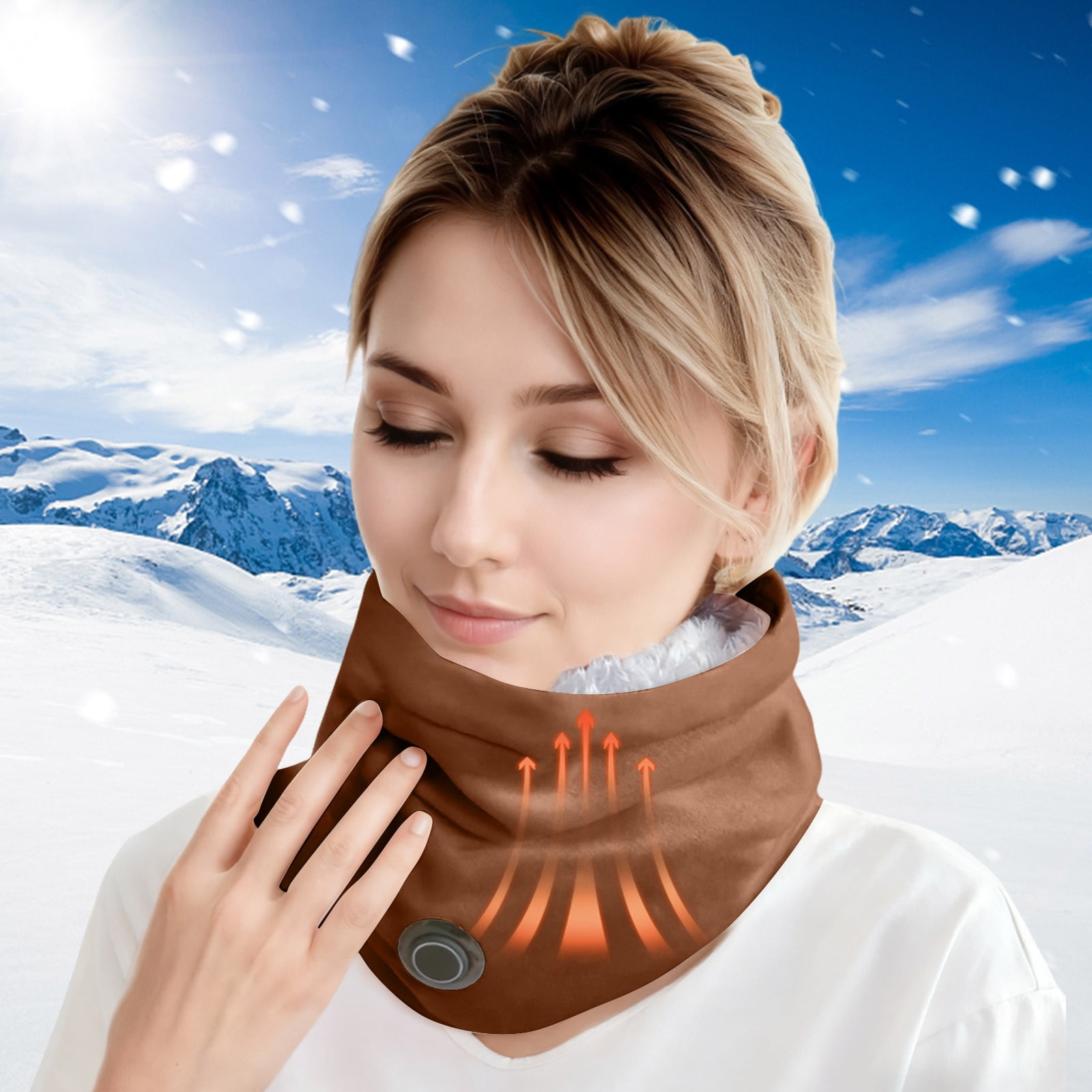 USB Heated Neck Gaiter, Adjustable Scarf with 3 Heat Warmth Settings, Fast Heating Battery Powered Neck Warmer for Men & Women, Ideal for Outdoor Activities, Skiing, Camping, and Everyday Winter Use