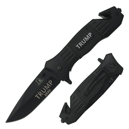 TRUMP Black Assisted Open Rescue Pocket Knife with Black