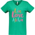 thumbnail image 3 of Inktastic Live Love Aloha Women's V-Neck T-Shirt, 3 of 5