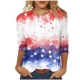thumbnail image 1 of VEKDONE 2025 Hauts à Manches 3/4 pour Femmes en Solde Jour de L'Indépendance Étoiles Rayures T-Shirts Graphiques Rouges L, 1 of 5