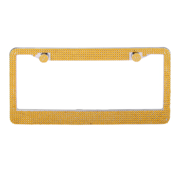 Soporte de marco para placa de matrícula con diamantes de imitación delanteros y traseros de acero inoxidable naranja con tornillo para coche, vehículo, camión, SUV