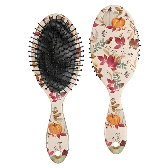 Fall Pumpkins Leaves Pattern Hair Brush,Girls Detangling Hair Brush,Glide Through Tangles with Ease for Wet & Dry Hair
