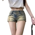 thumbnail image 4 of S LUKKC LUKKC Denim Shorts for Women Mid Rise Summer Shorts Jean Shorts Stretchy Hem Hot Short Jeans Solid Color Straight Stretch Jeans, 4 of 4