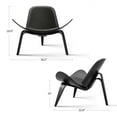 thumbnail image 3 of Three-Legged Shell Chair Mid-Century Modern Wood Chair With Black PU Leather Chair For Living Room, Reading Side Chair, Study, Office，Ash Wood, 3 of 7