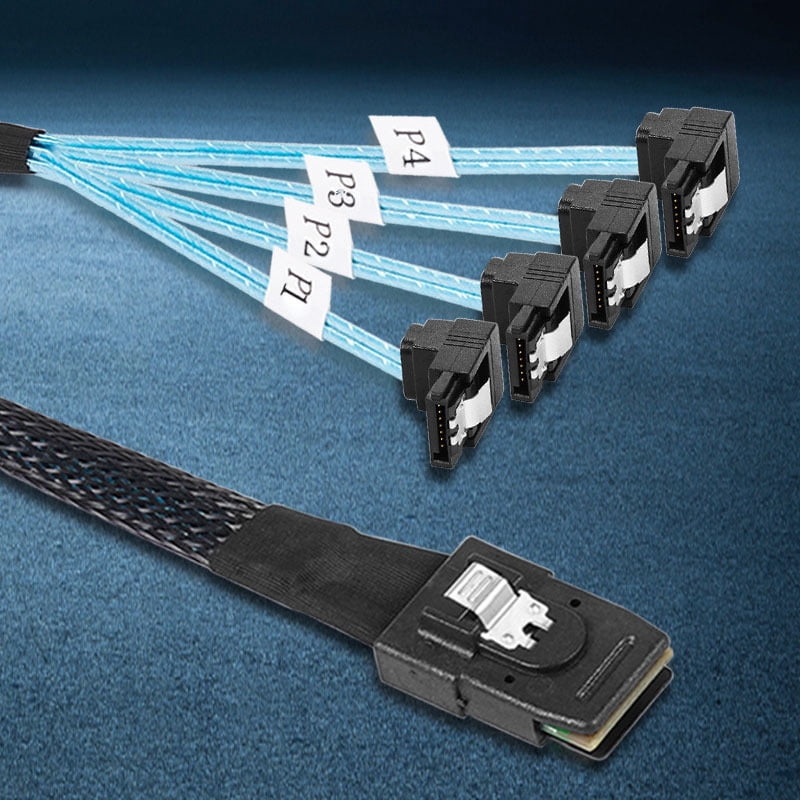 Mini SAS SFF8087 To 4 SATA Right Angled Cable 36P To 4 SATA 7P Cable 12Gbps Hard Drive Server Cable