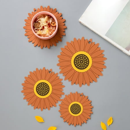 

KAOU Sunflower Non-slip Heat Insulation PVC Plate Mug Cup Glass Table Coaster Mat