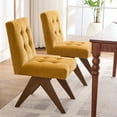 thumbnail image 3 of Kidol & Shellder Modern Upholstered Dining Chairs Set of 2 Tufted Armless Kitchen Chairs with Linen Fabric & Wooden Legs,Yellow, 3 of 9