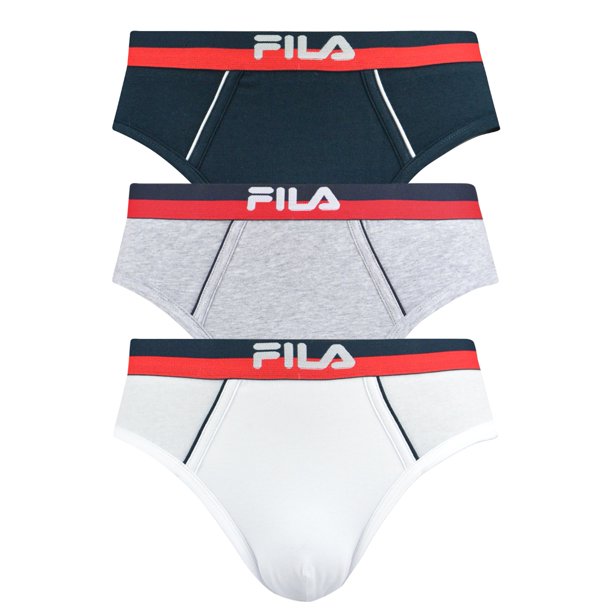 FILA Calzoncillos para hombre, paquete de 3 - Calzoncillos, cintura con logo, Urban, Algodón Stretch, color sólido Marina/Gris/Blanco 2XL (2X-Large)