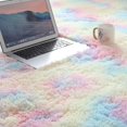 thumbnail image 3 of PENGXIANG Fluffy Colorful Shag  Area Rug Plush Carpet For Kids Girls Living Room Bedroom Decor Multicolor Area Rug (), 3 of 7