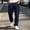 Blue, variant on Mens Solid Elastic Waist Cargo Pants with Zipper Pockets Straight Leg Stretch Work Trousers Bottoms for Daily Outdoor