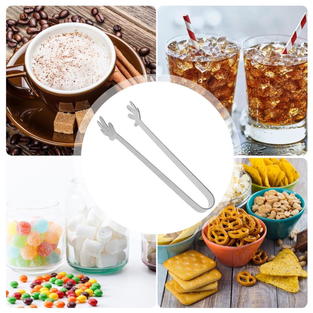  4 Pieces Ice Tongs and Scoops Stainless Steel Ice Cube Tong  with Teeth Ice Shovel Scoop Ice Cube Buffet Clip Candy Scoop Food Kitchen Serving  Tong Set for Cocktail Whiskey Tea