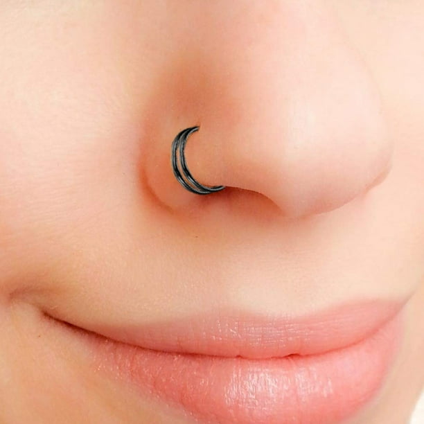 Riforla Double Nose Hoop Ring for Piercing Nose Hoop Nose Ring Hoop for Women Spiral Nose Hoop for Girls Nostril Piercing Jewelry 12PC Womens Jewelry Multicolor Walmart