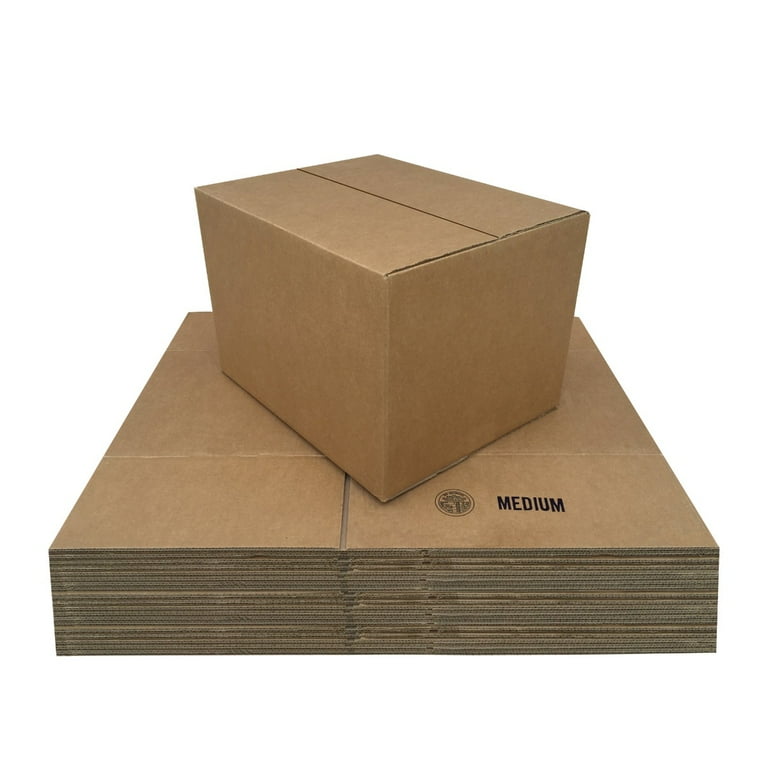 Basics Small Moving Boxes with Lid and Handles, 20 Pack, Brown, 15 x  10 x 12 inches