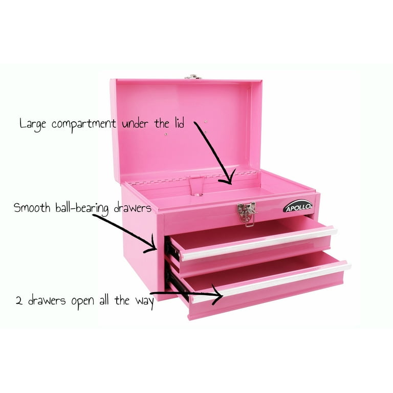 Apollo 10 in., 12.5 in. and 16 in. Tool Box in Pink (3-Components) DT5005P  - The Home Depot