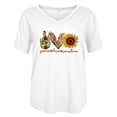 thumbnail image 4 of PVCS Mode Femmes T-Shirt Imprimé Col en V Manches Courtes Tee Décontracté Blouse, 4 of 5